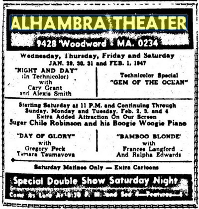 Alhambra Theatre - Feb 1947 Ad (newer photo)